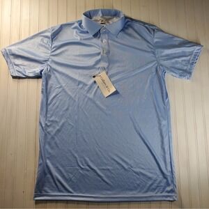 Collars and Co. NWT Polo Shirt Blue Houndstooth Shirt Size Large L Short Sleeve